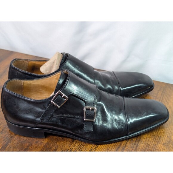 MERCANTI FIORENTINI Black Double Monk Strap Leather Oxford Shoes Leather Sz 8.5 main image 3